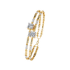 Yellow Gold Solitaire and Bamboo Bar Link Bracelet
