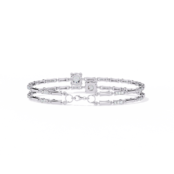 White Gold Diamond Solitaire Bamboo Bar Link Bracelet