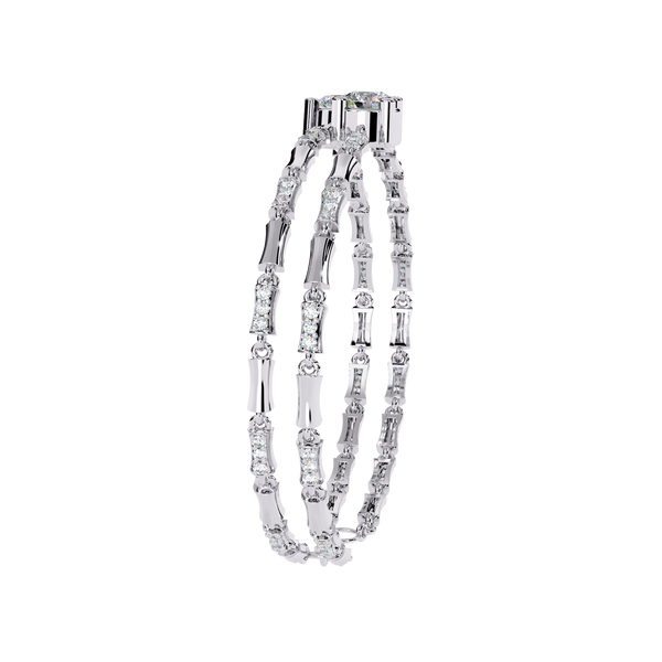 White Gold Diamond Solitaire Bamboo Bar Link Bracelet