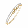 Yellow Gold Pavé Bar and Chain Link Bracelet