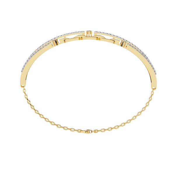 Yellow Gold Pavé Bar and Chain Link Bracelet