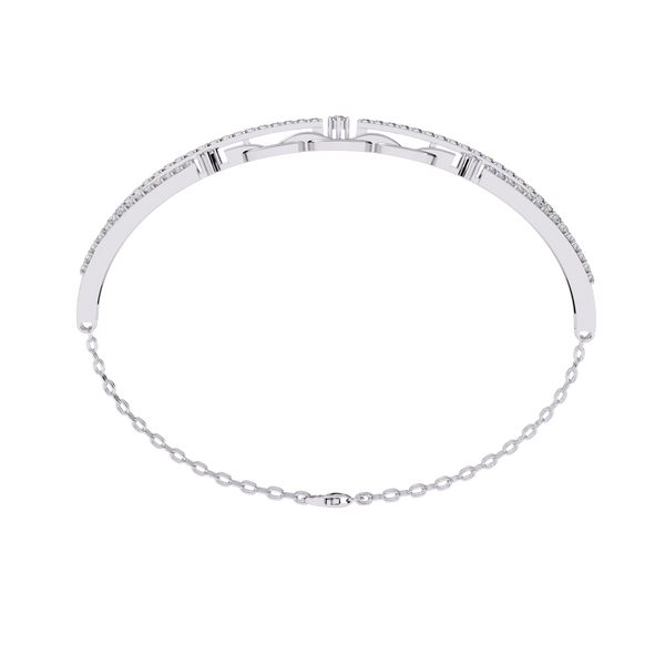 White Gold Diamond Interlocking Oval Link Split Row Bracelet