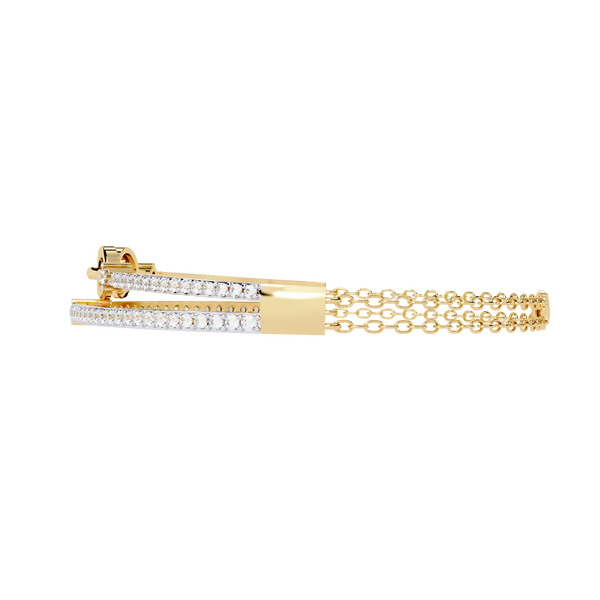 Yellow Gold Pavé Bar and Chain Link Bracelet