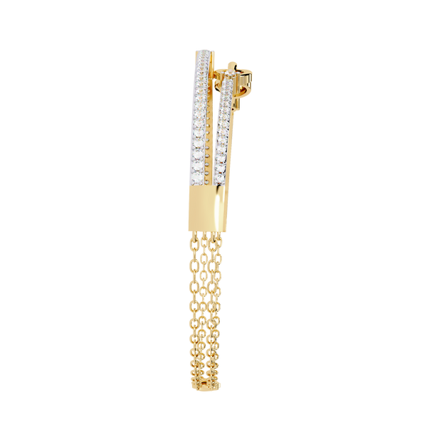 Yellow Gold Pavé Bar and Chain Link Bracelet