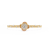 Yellow Gold Halo Flower Station Double-Chain Bracelet