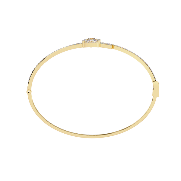 Yellow Gold Marquise and Pavé Triple-Bar Bypass Bangle