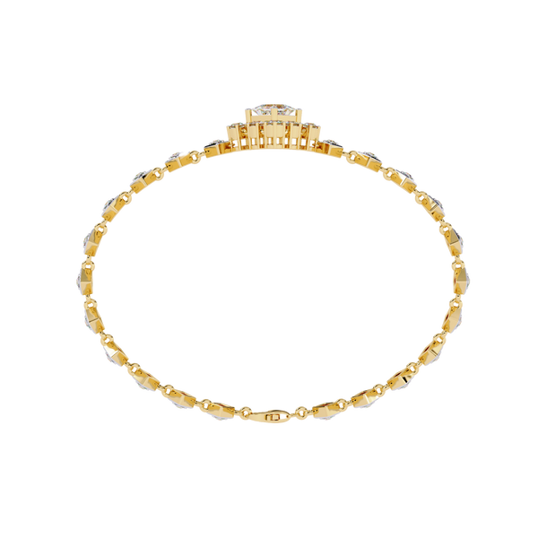 Yellow Gold Princess Halo Square Station Bracelet