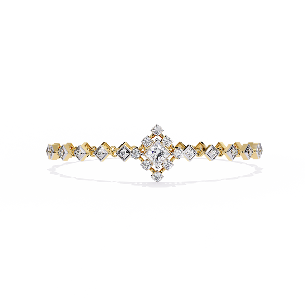 Yellow Gold Princess Halo Square Station Bracelet