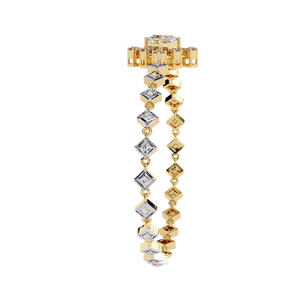 Yellow Gold Princess Halo Square Station Bracelet