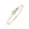 Yellow Gold Crossed Pavé Bar Double Chain Bracelet