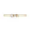 Yellow Gold Crossed Pavé Bar Double Chain Bracelet