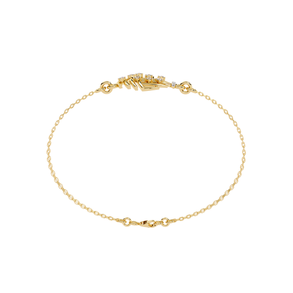 Yellow Gold Openwork Curved Rib Diamond Bracelet
