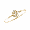 Yellow Gold Openwork Curved Rib Diamond Bracelet