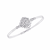 White Gold Diamond Curved Wire Cage Scattered Stone Bracelet