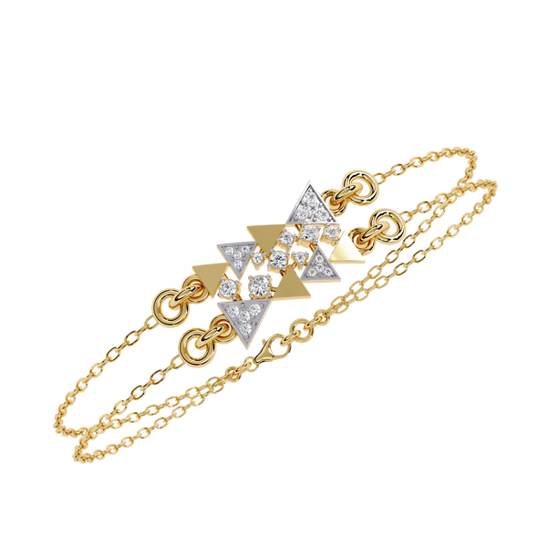 Yellow Gold Two-Tone Triangle Cluster Chain Bracelet