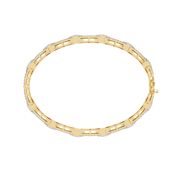 Yellow Gold Open Square Pavé Link Bracelet