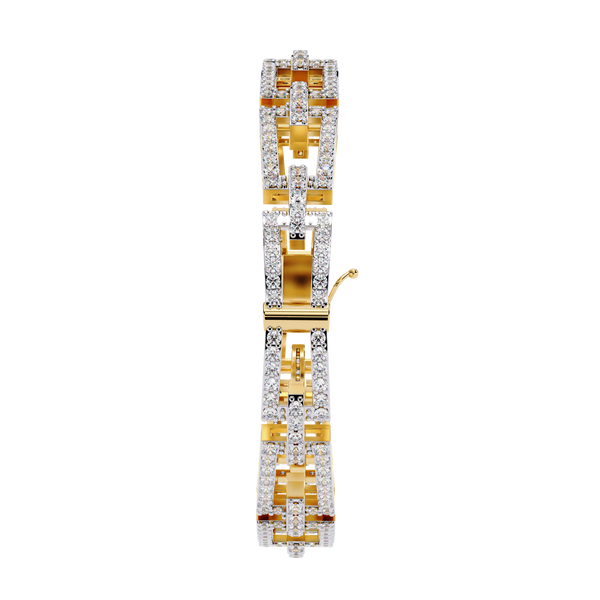 Yellow Gold Open Square Pavé Link Bracelet