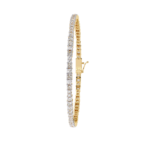 Yellow Gold Alternating Round and Princess Tennis Bracelet