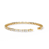 Yellow Gold Emerald and Round Cut Tennis Bracelet