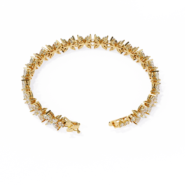 Yellow Gold Marquise Petal Cluster Bracelet