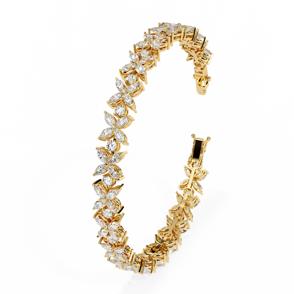 Yellow Gold Marquise Petal Cluster Bracelet