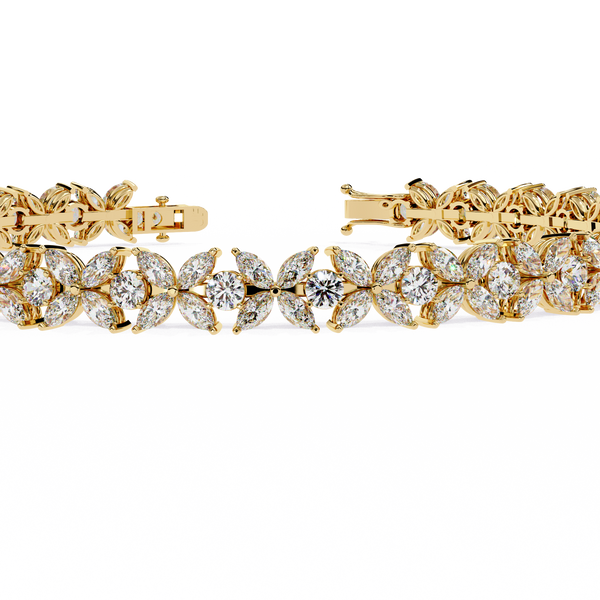 Yellow Gold Marquise Petal Cluster Bracelet
