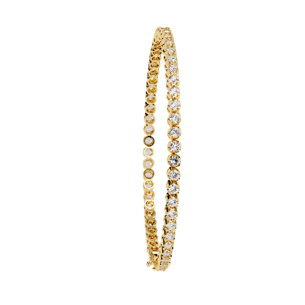 Yellow Gold Half-Bezel Graduated Diamond Line Bracelet
