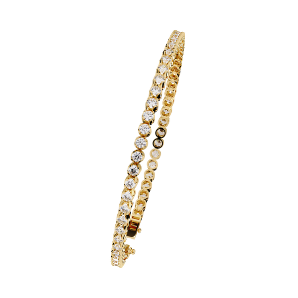 Yellow Gold Half-Bezel Graduated Diamond Line Bracelet