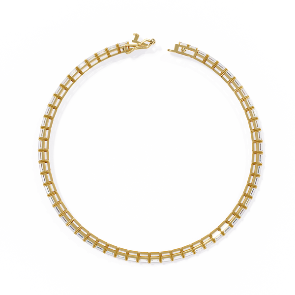 Yellow Gold East-West Emerald Cut Tennis Bracelet
