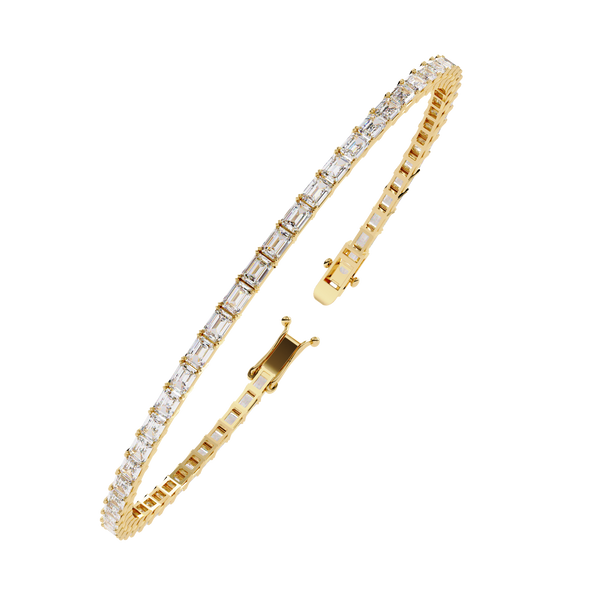 Yellow Gold East-West Emerald Cut Tennis Bracelet