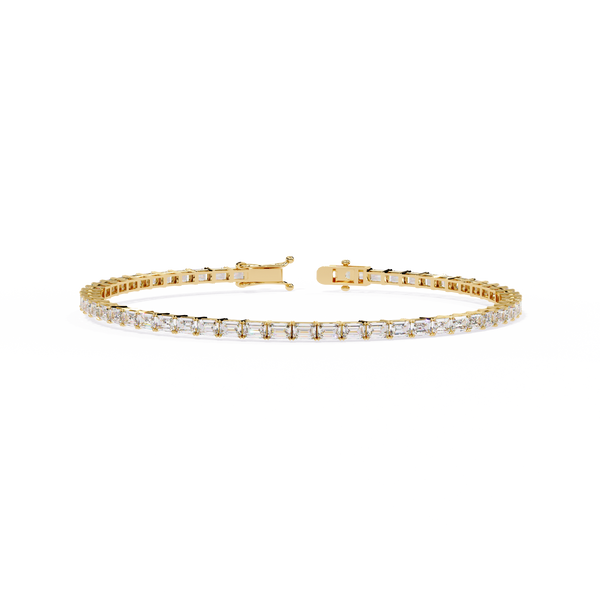 Yellow Gold East-West Emerald Cut Tennis Bracelet