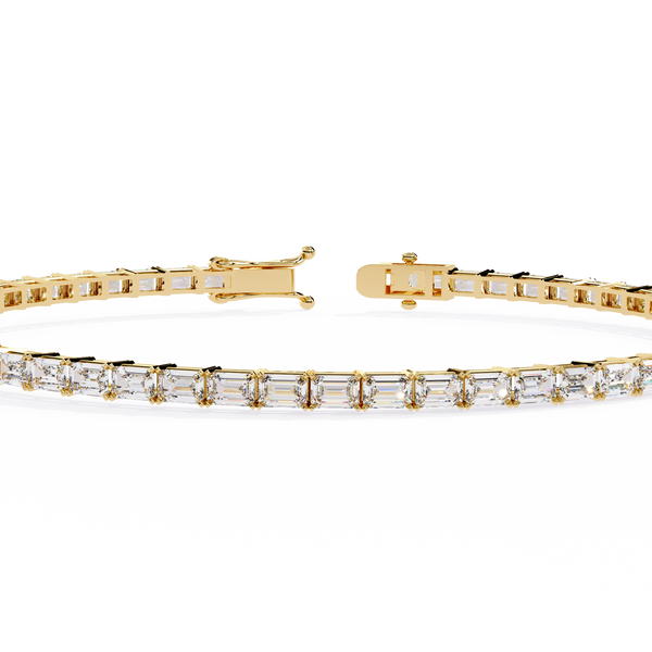 Yellow Gold East-West Emerald Cut Tennis Bracelet