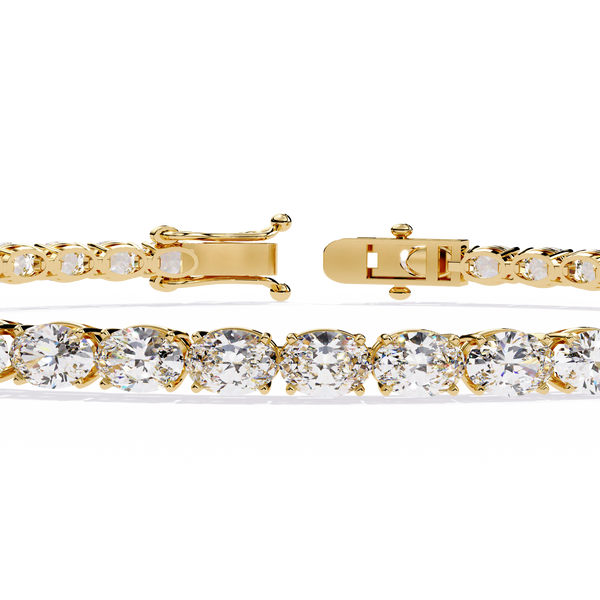 Yellow Gold East-West Oval Cut Tennis Bracelet
