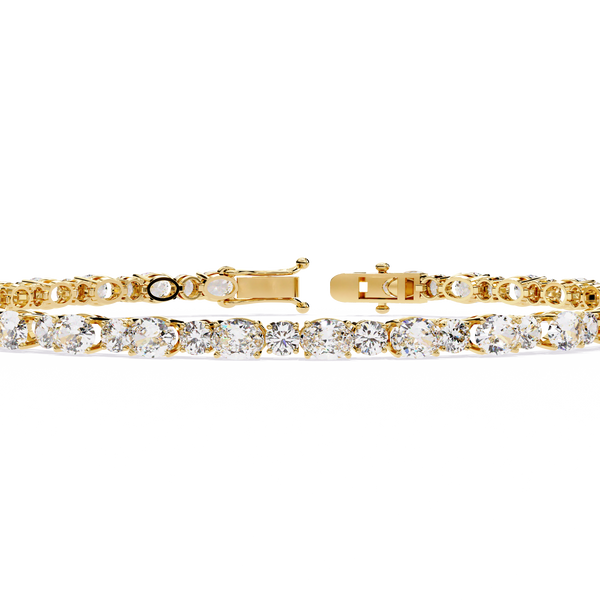 Yellow Gold Alternating Oval and Round Tennis Bracelet