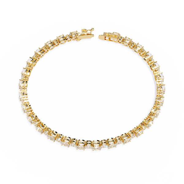 Yellow Gold Alternating Oval and Round Tennis Bracelet