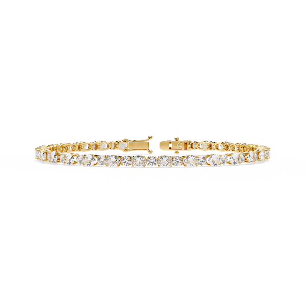 Yellow Gold Alternating Oval and Round Tennis Bracelet