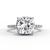 White Gold Cushion-Cut Diamond Solitaire Pavé Engagement Ring