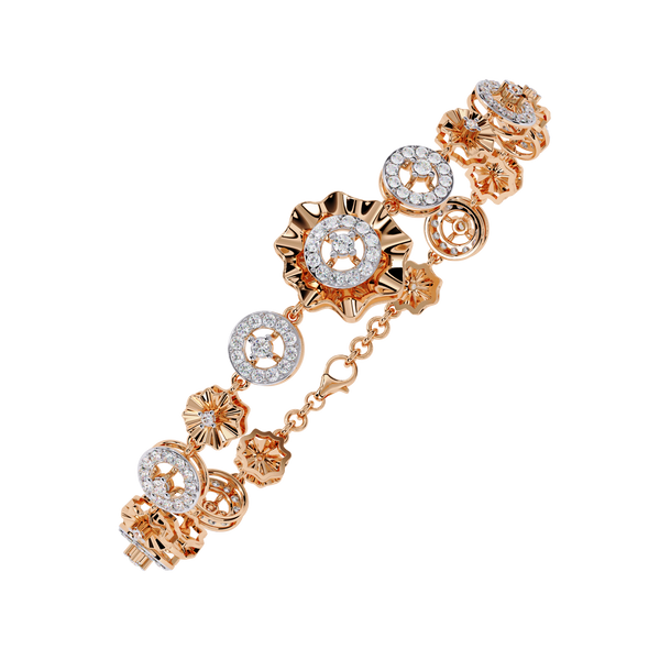 Rose Gold Solar Medallion Station Diamond Bracelet