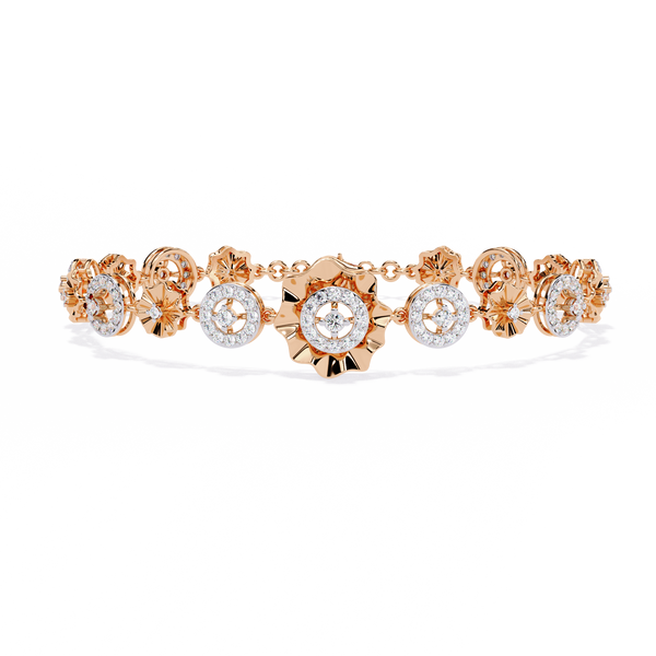 Rose Gold Solar Medallion Station Diamond Bracelet