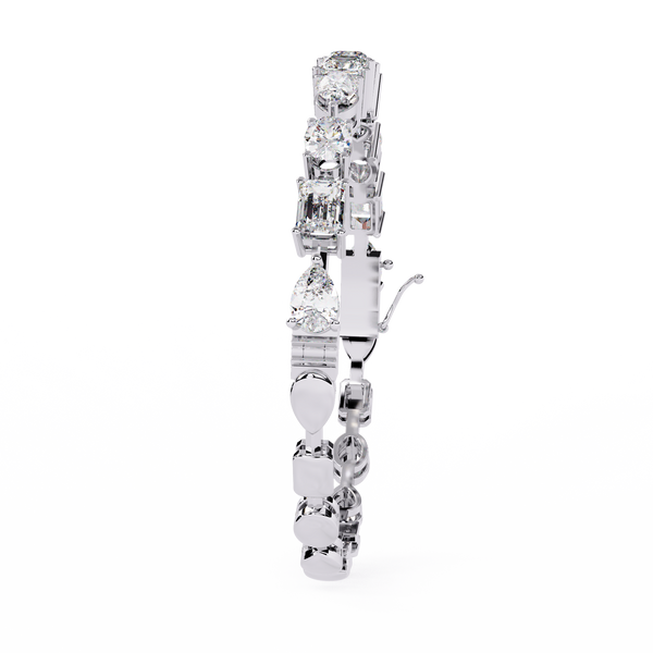 White Gold Multi-Shape Diamond Line Bracelet