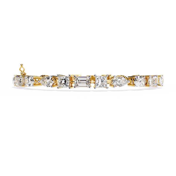Yellow Gold Multi-Shape Diamond Line Bracelet