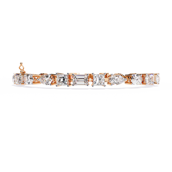 Rose Gold Multi-Shape Tennis Diamond Bracelet