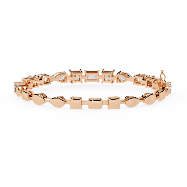 Rose Gold Multi-Shape Tennis Diamond Bracelet