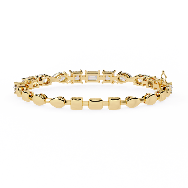 Yellow Gold Multi-Shape Diamond Line Bracelet