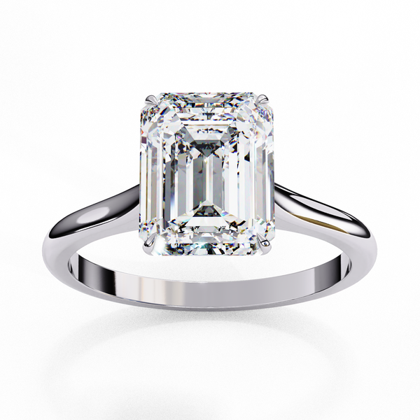 White Gold Emerald-Cut Diamond Solitaire Engagement Ring