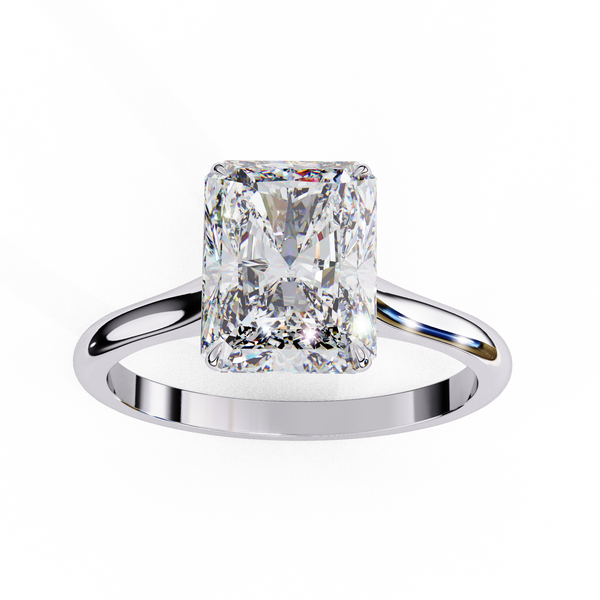 White Gold Radiant-Cut Diamond Solitaire Engagement Ring