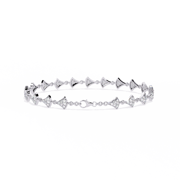 White Gold Diamond Uniform Pavé Fan Link Bracelet