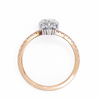 Rose Gold Pear Cut Diamond Crown Ring with Marquise Accent and Pavé Chevron Band