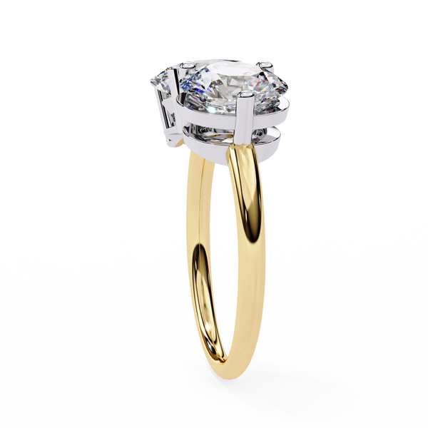 Yellow Gold Toi et Moi Oval and Round Cut Two Stone Diamond Ring