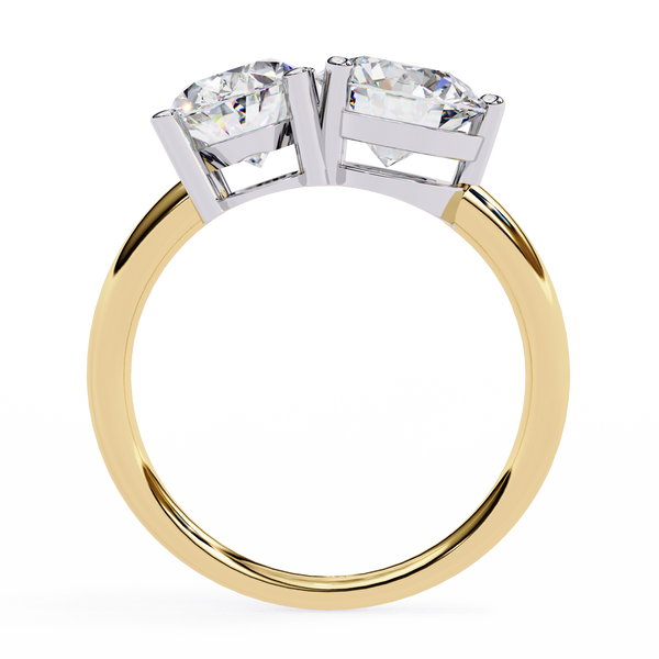 Yellow Gold Toi et Moi Oval and Round Cut Two Stone Diamond Ring